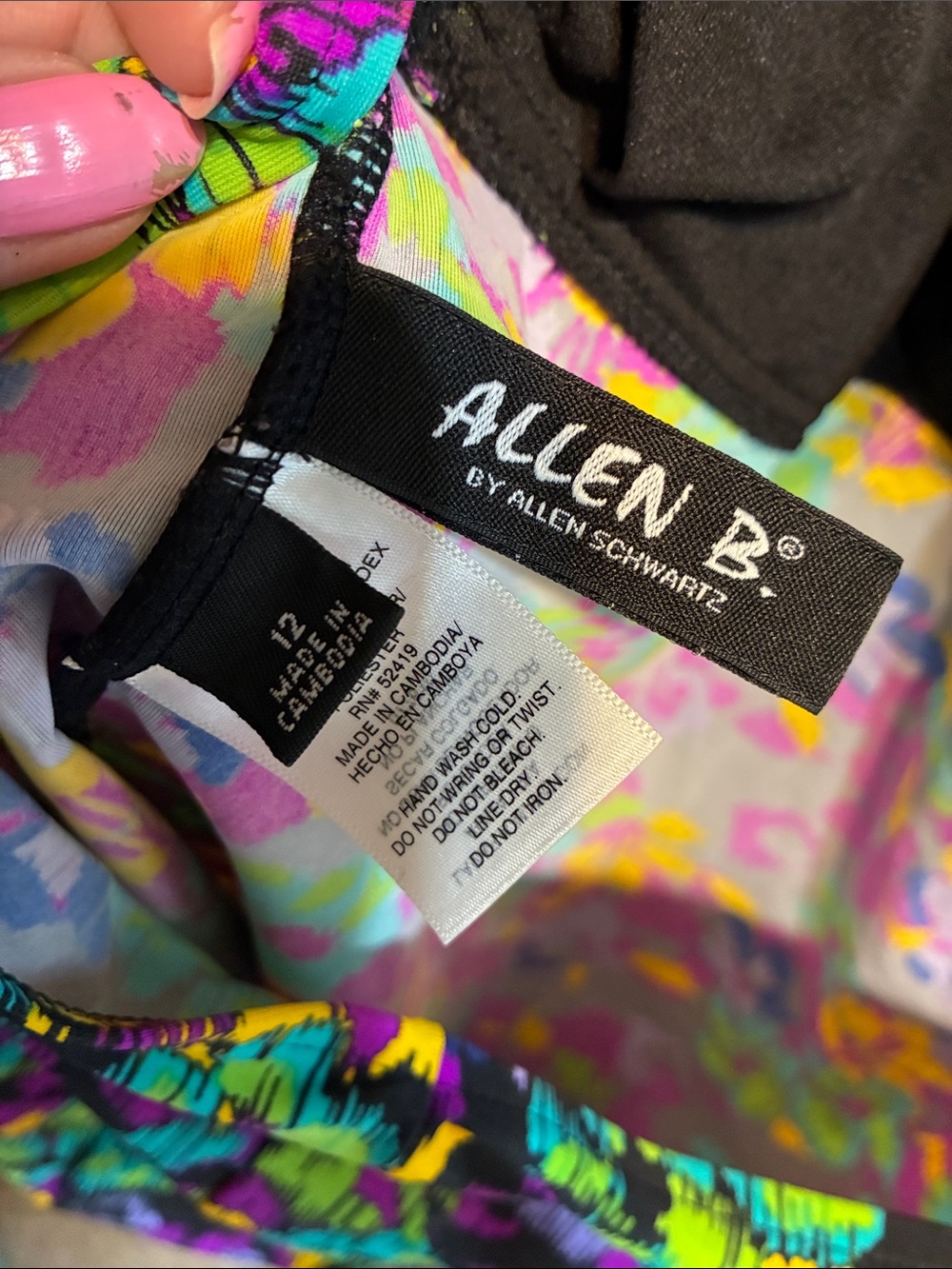Allen B Vibrant Floral Tankini Set in Purple, Teal & Yellow Top- 12 Bottom- 10 - Picture 6 of 14